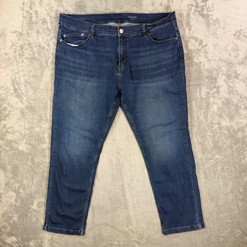Mugsy Fultons Slim Jeans Men's Size 42x30 Blue Dark Wash Blue Stretch Denim
